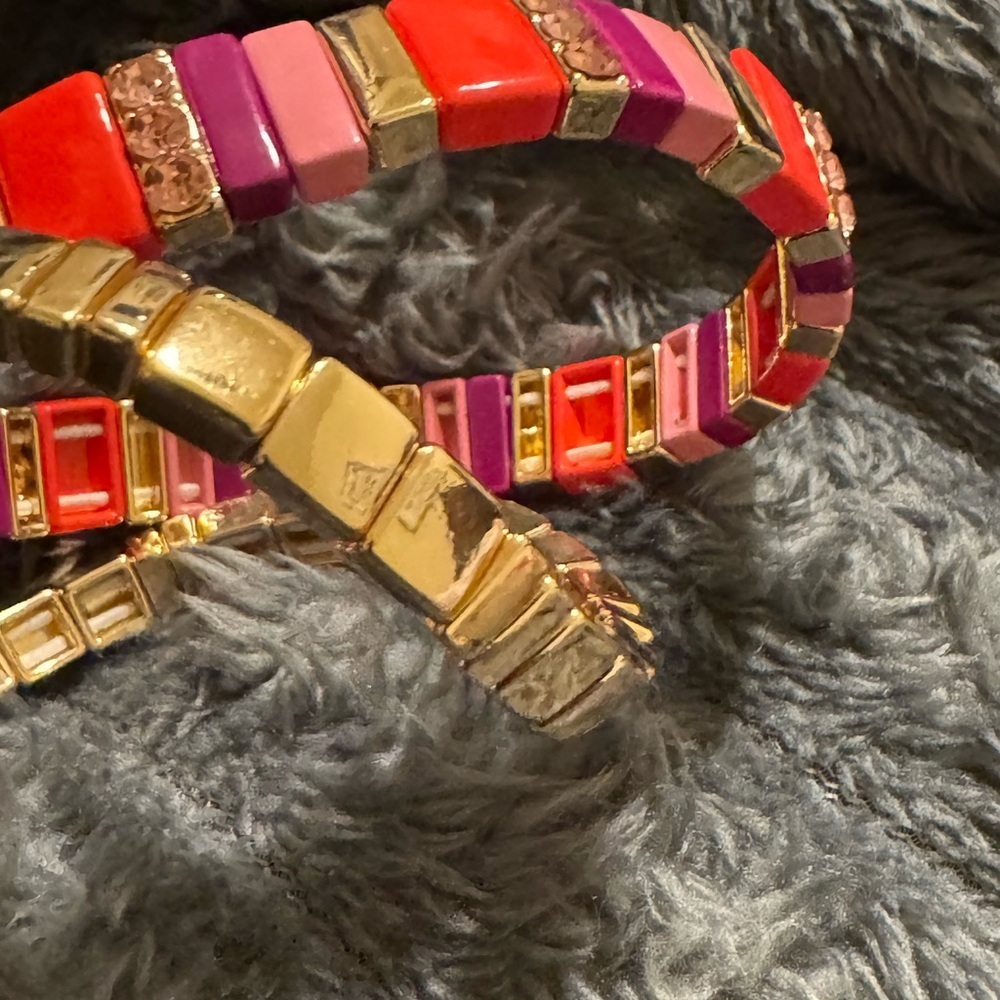 Colorful Gold and Pink Beaded Bracelet Set
